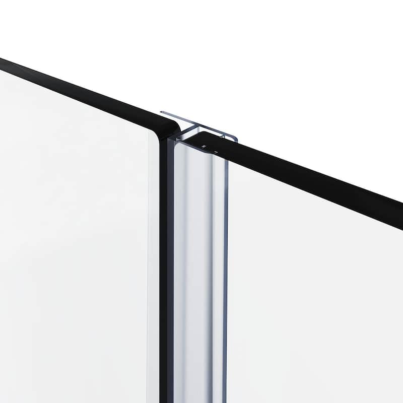 Elegant Frameless Hinged Tub Shower Doors 48" W x 58" H with 5/16" Clear Glass Panel in Chrome Finish - 48" x 58"