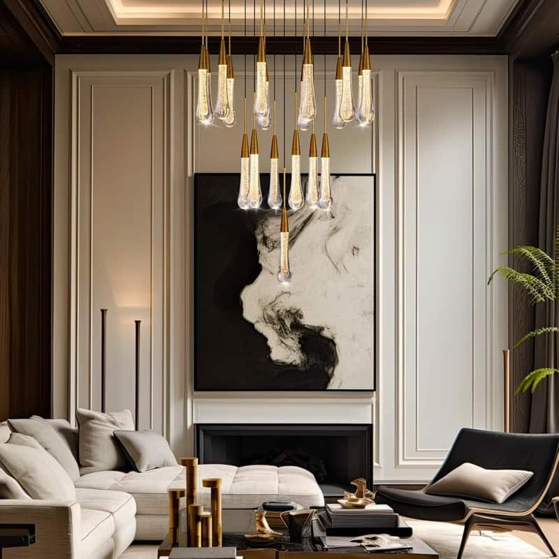 KAYLA Raindrop Chandelier, Modern Glass Pendant Light, Bulb Included