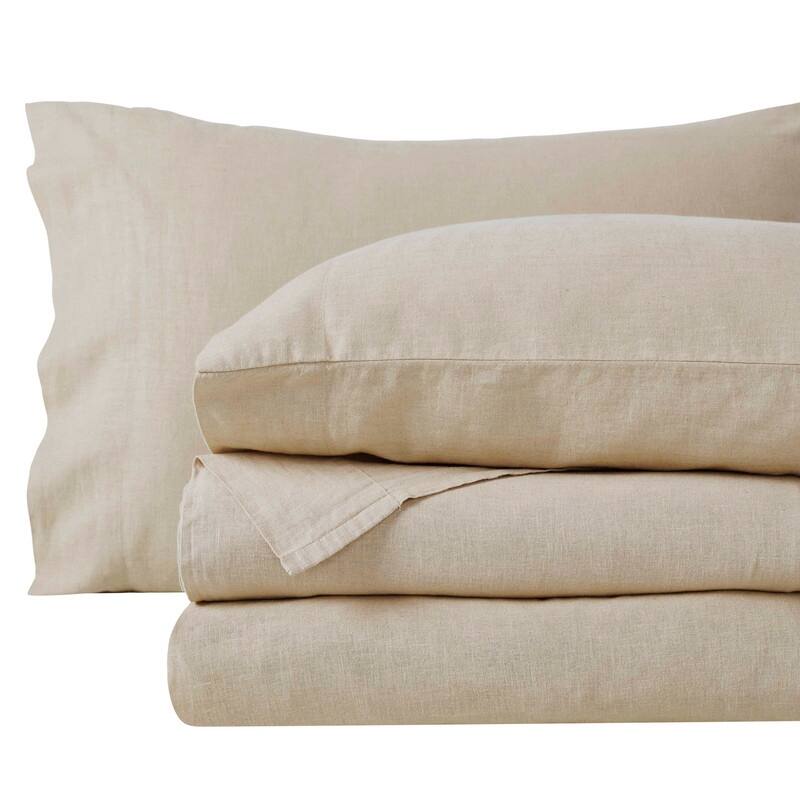Blue Nile Mills Garment Washed Cotton Linen Blend Deep Pocket Sheet Set