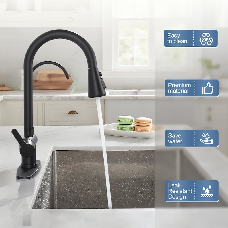 WOWOW 3 Function Pull Down Sprayer kitchen Faucet with Filter Spout