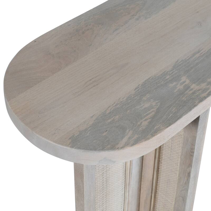 Sevita Wylie Handmade Coastal Whitewashed Oval Console Table - 57" W x 17" D x 30" H