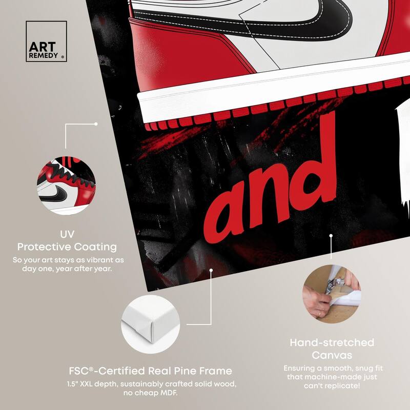 Hustle and Rise Sneaker Red Canvas by Art Remedy, Gallery Wrapped