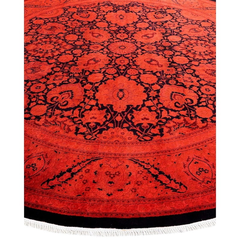 Fine Vibrance, One-of-a-Kind Hand-Knotted Area Rug - Orange, 8' 1" x 8' 1" - 8' 1" x 8' 1"