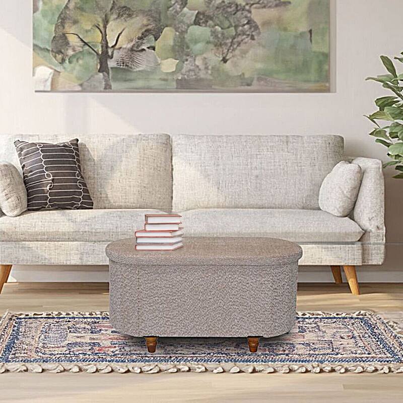 Aria Home Esme Brown Boucle Storage Ottoman Bench with Seat Cushion
