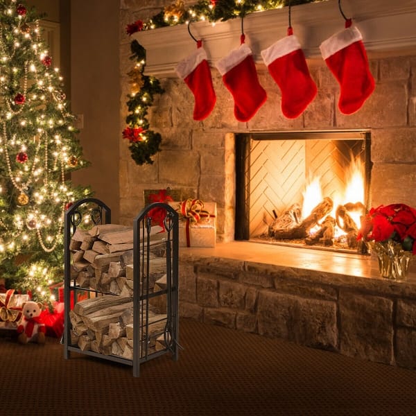 Shop Gymax Fireplace Log Rack With 4 Tools Set Fireside Firewood