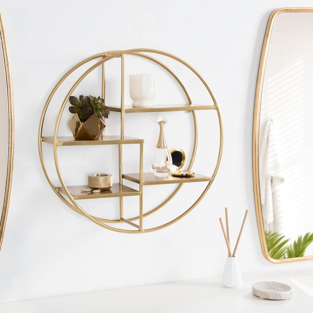 Kate and Laurel Saphira Round Wood Wall Shelf - 20x20x6