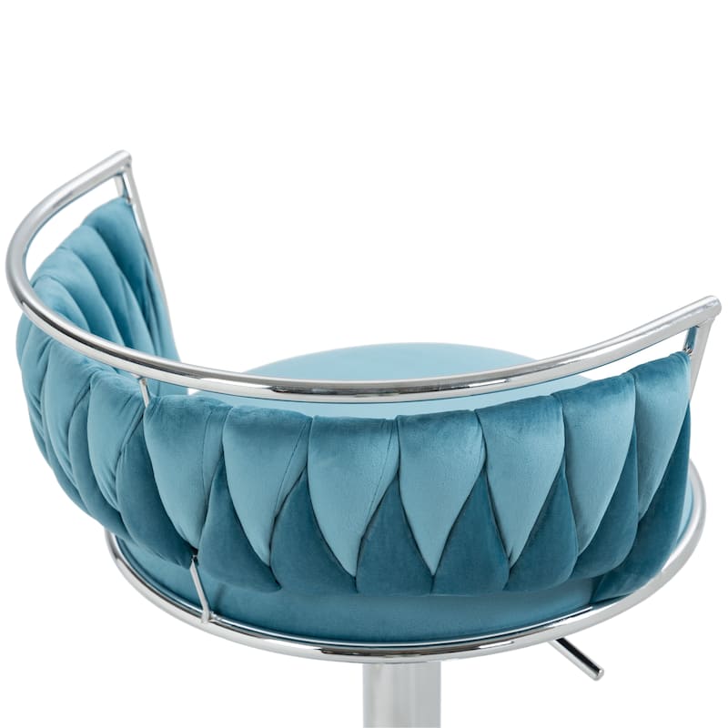 4 Set Modern Velvet Adjustable Swivel Bar Stools with Metal Frame