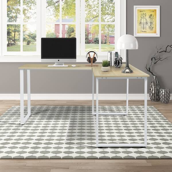 slide 1 of 5, Home Office L-Shape Table Computer Desk