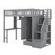 preview thumbnail 14 of 25, Whimsical Twin Loft Bed with Bookshelf, Drawers, Desk, and Wardrobe, Sturdy Construction, Fence-Shaped Design