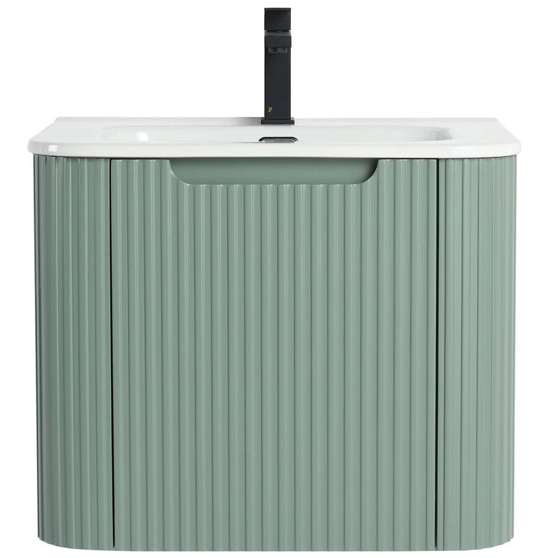 Caskvalley Modern Bathroom Vanity with Straight Fluted Design - Sink Included