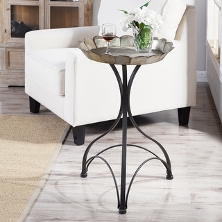 Shop The Gray Barn Wild Cherry Small Tri Pod Curved Metal Accent With Petal Galvanized Top Tray Overstock 27649363