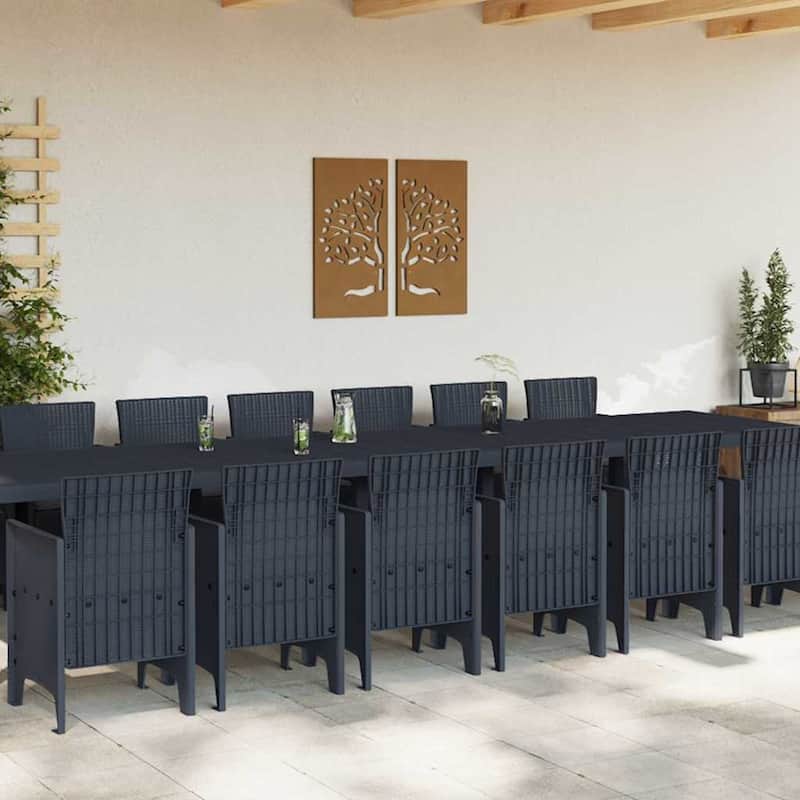 vidaXL Garden Dining Set 15/17 pcs Anthracite/Brown Polt rattan - 400 x 100 x 73 cm
