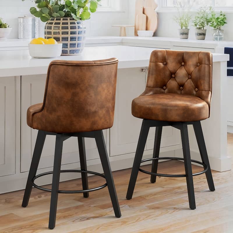LUE BONA 26" Counter Height Bar Stools Swivel Bar stool for Kitchen Island - 26" H