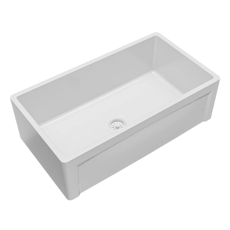 Karran FCP33SB 33" Single Bowl Panel Front Farmhouse Fireclay Kitchen Sink with Reversible Apron Front