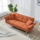 preview thumbnail 8 of 8, Convertible Sofa Couch Orange Sleeper Sofa with Adjustable Backrest, Velvet Folding Sofa Bed with Wood Frame