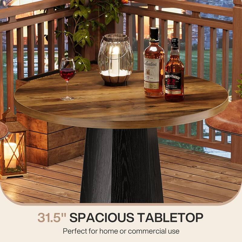 Round Bar Pub Table, 39.4" Bistro Cocktail Table , Industrial Home Bar High Top Unit, Small Spaces