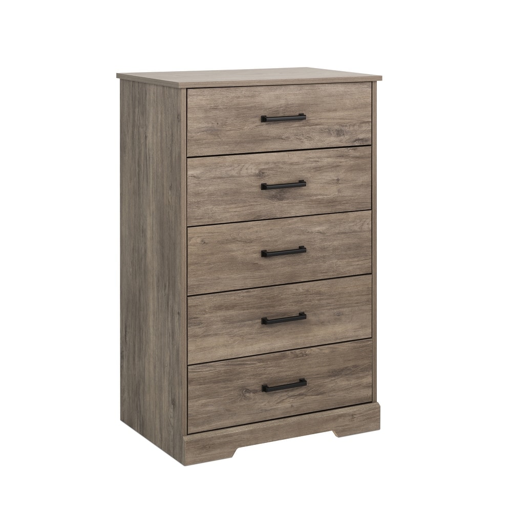 Prepac Rustic Ridge Farmhouse Chest, Wooden Bedroom Dresser with 5 Storage Drawers