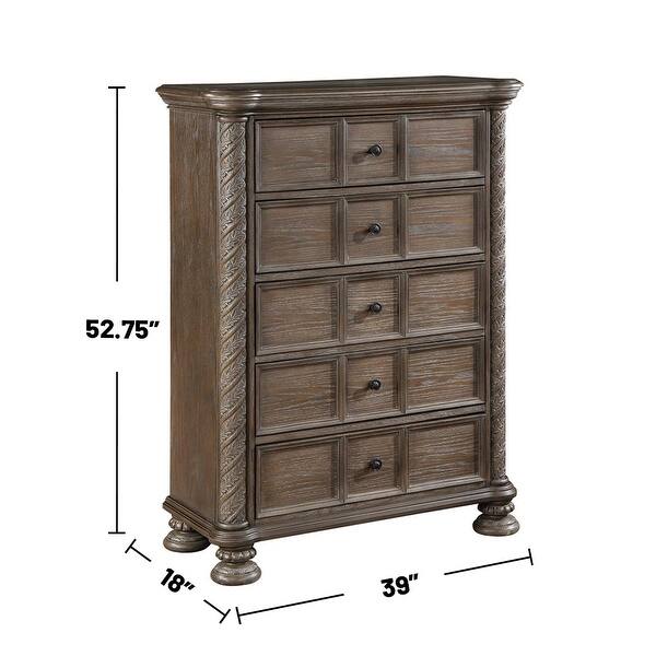 5 Drawers Wooden Chest with Bun Legs in Walnut - Bed Bath & Beyond ...