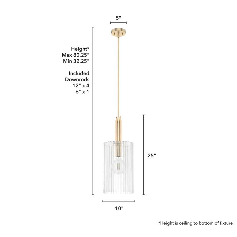 Hunter Gatz 1-Light Pendant - Kitchen Island, Dining Room, Entry - Glam, Contemporary, Transitional