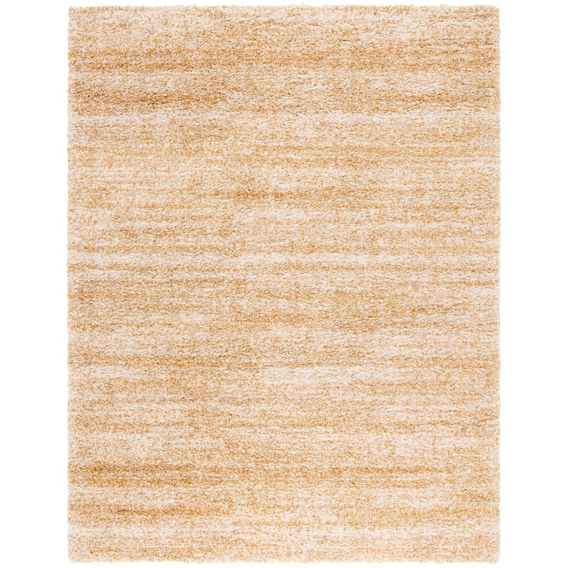 SAFAVIEH Hudson Shag Justine Modern 2-inch Thick Rug - 9' x 12' - Ivory/Gold - Rectangle
