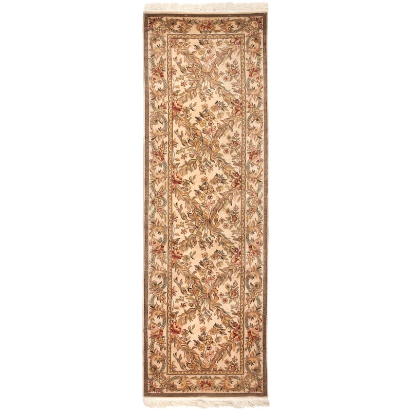 SAFAVIEH Royal Kerman Hand-Knotted Teressa Traditional Wool Rug - 2'6" x 12' Runner - Ivory
