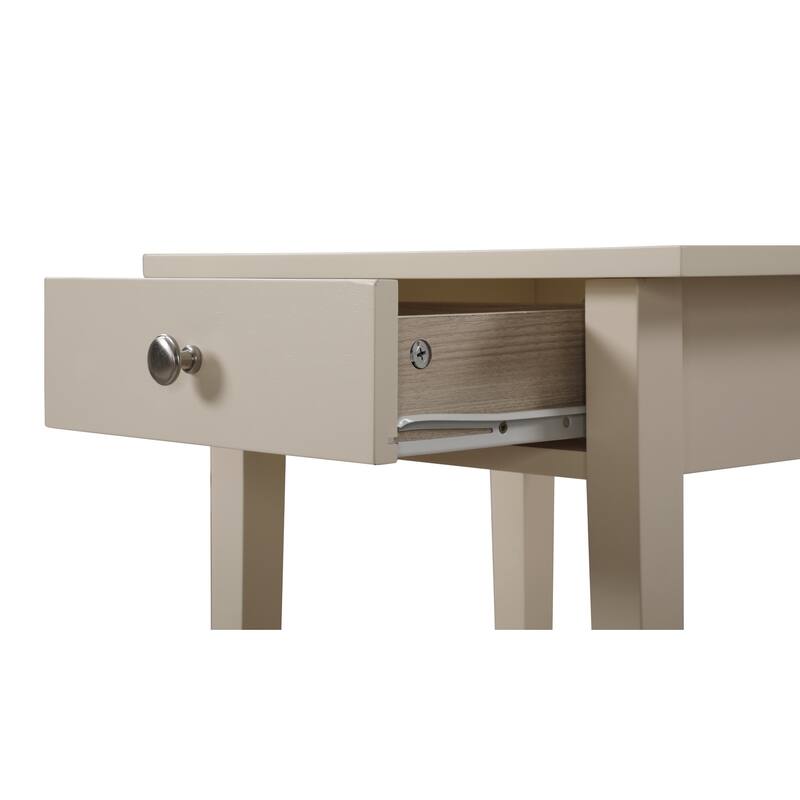 Beige Nightstand 28x18x14 Neutral Compact Bedside Table with Modern Finish, Sleek Lines and Convenient Storage Drawer