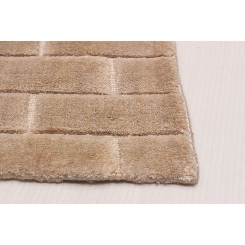 ECARPETGALLERY Hand Loomed Kashkuli Gabbeh Beige Viscose Rug - 5'6 x 7'9