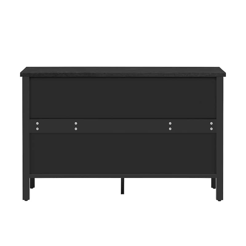 47.2" American Retro TV Stand - Carved Cabinet Doors & Glass Display, Adjustable Shelves, Anti-Tip Design