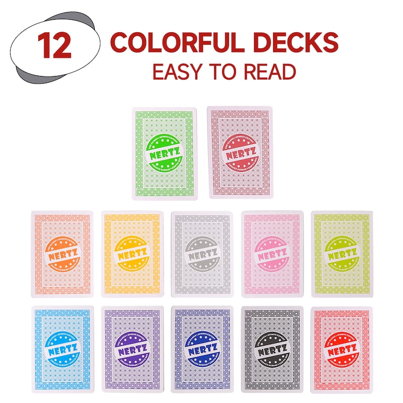 GSE™ 12Deck Nertz Card Game Set, MultiColored Playing Card Deck, Bulk