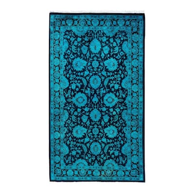 Fine Vibrance One-of-a-Kind Hand-Knotted Area Rug - Black, 3' 2" x 5' 5" - 3' 2" x 5' 5"
