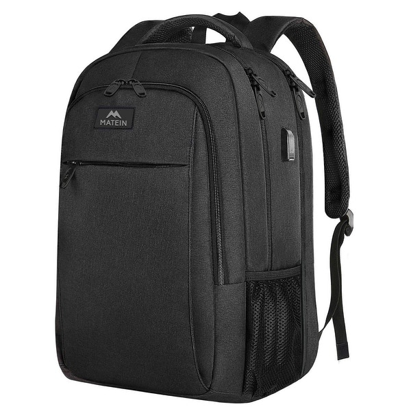 slide 2 of 7, Large Backpack, 17 Inch Travel Laptop Backpack with USB Charging Port, Anti Theft TSA Friendly Business Black