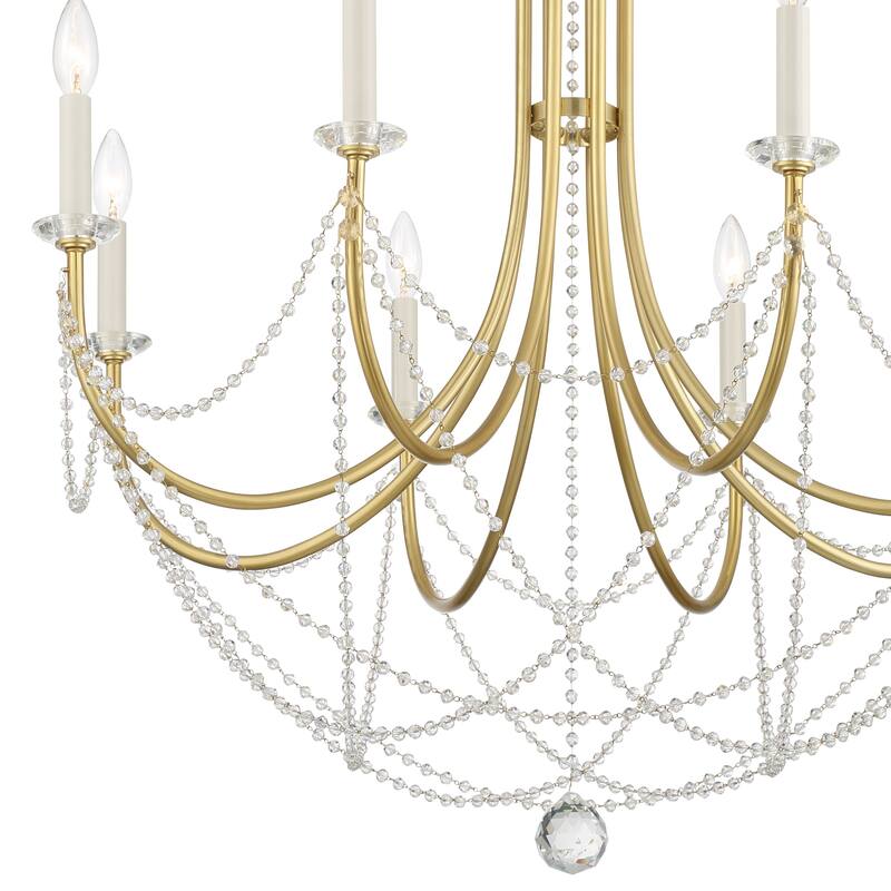 Delilah 8 Light Aged Brass Chandelier - 31.5"W x 37"H