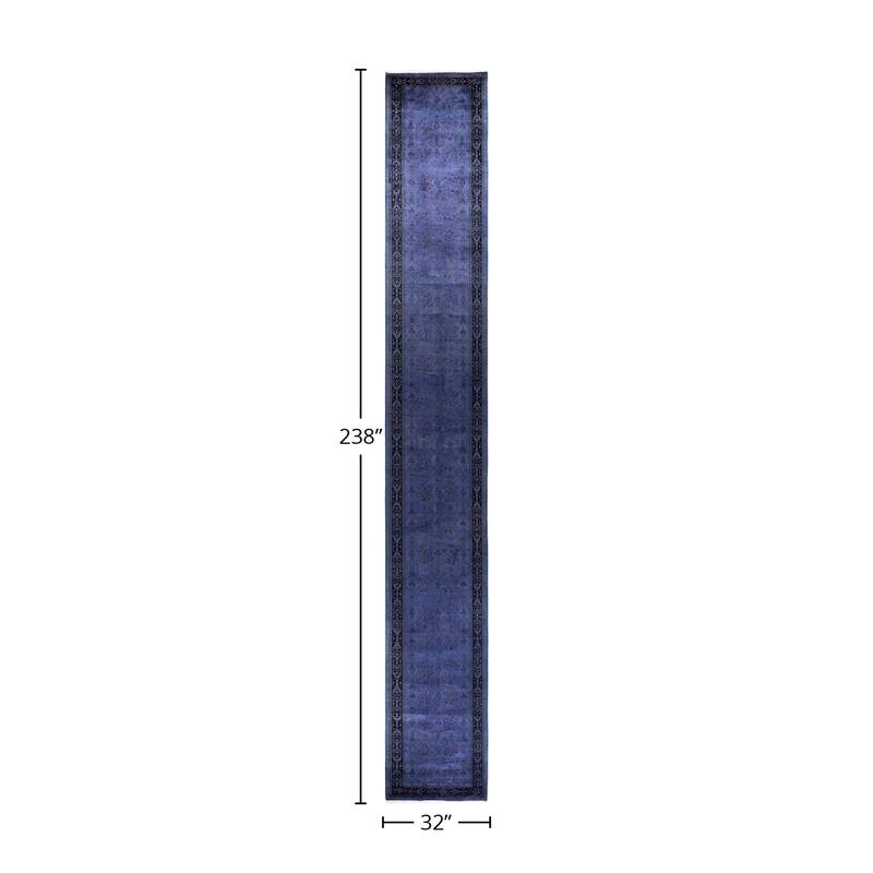 Fine Vibrance, One-of-a-Kind Hand-Knotted Runner Rug - Purple, 2' 8" x 19' 10" - 2' 8" x 19' 10"