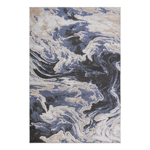 slide 2 of 5, LOOM & LUXE Collection L.Blue/Abstract Non-Shedding Area Rug 120" D x 93" W x 0.28" H