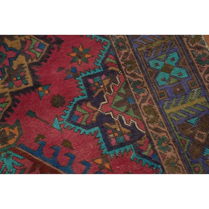 Hand Knotted Oriental 100% Wool Carpet Traditional Geometric Pink Tabriz Area Rug - 12' 4'' X 4' 6''