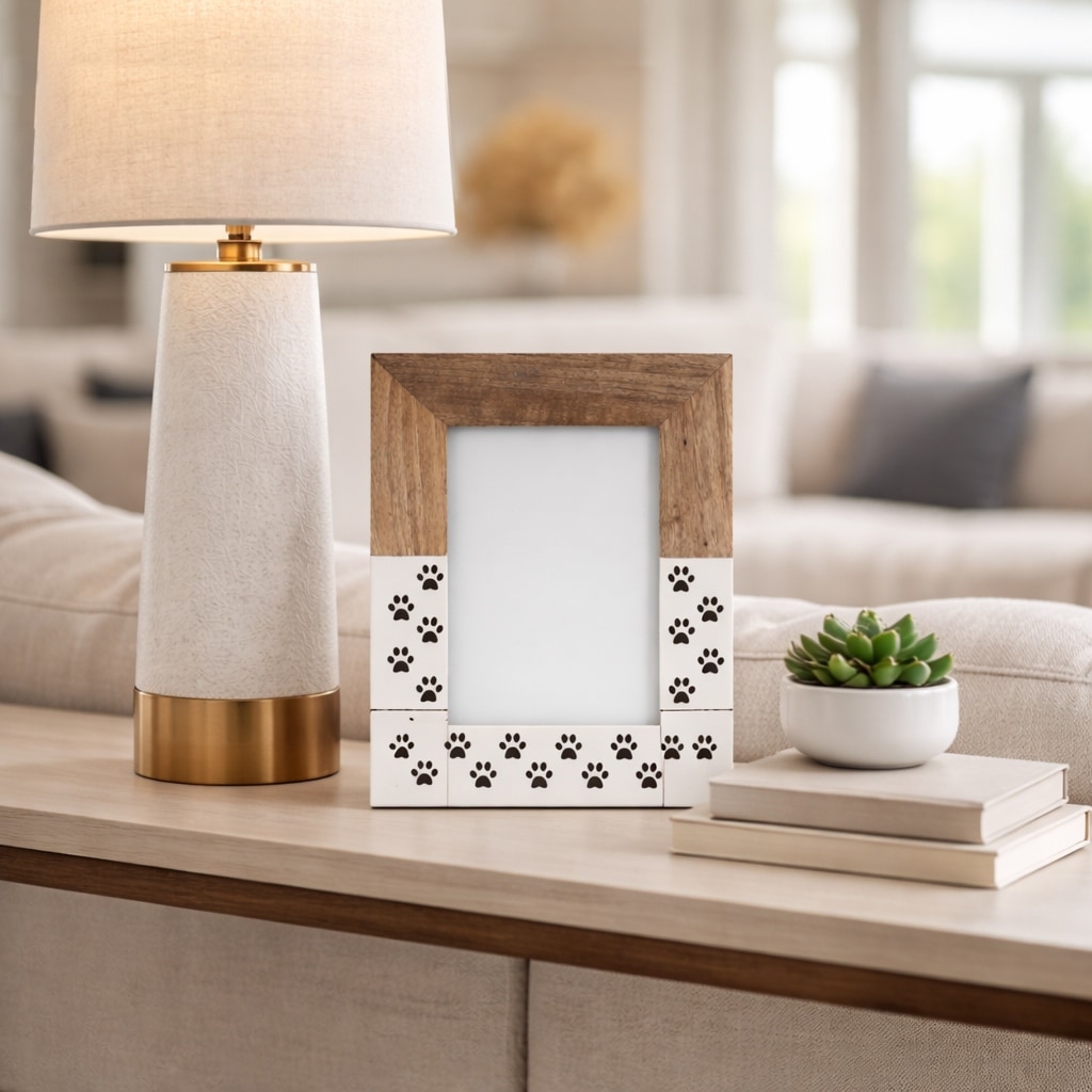 Wood and Resin Paw Print Picture Frame - White