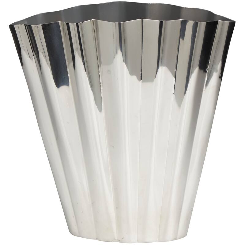 Silver Stainless Steel Metal Vase with Zig Zag Edging