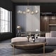 preview thumbnail 2 of 16, Modern Glam Gold 5-Light Oversized 41.5 in. W Chandelier with Textured Colored Art Glass Shade for Dining Room Bedroom
