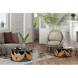COZAYH Modern Farmhouse Coffee Table Set of 2, Round Coffee Table Fully
