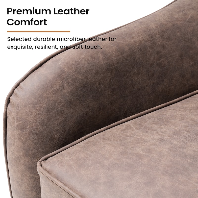 Modern Upholstered 360-degree Swivel Accent Chair Faux Leather Sofa Chair