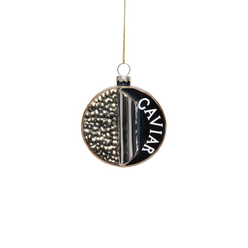 Glass Caviar Box Holiday Hanging Ornaments, Set of 6