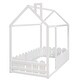 preview thumbnail 9 of 32, Twin House Bed with Door, Roof and Garden-style Fence, Kids Semi-Enclosed Play Area Wooden Floor Bed Frame