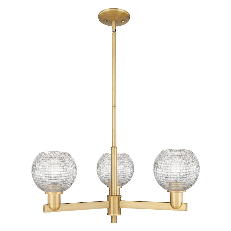 Innovations Lighting Endless Possibilities Arcadia - Athens - 3 Light 28" Basketweave Stem Hung Chandelier - Brushed Brass