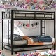 preview thumbnail 2 of 11, Twin over Twin Bunk Bed with Trundle,With Two Ladders,Trundle Includes Four 4 Easy-Glide Casters,Maximized Space,Black
