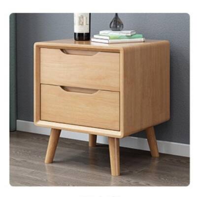 Nightstand, Solid Wood Bedside Table, 2 Drawer Mid Century Modern Nightstand with Storage