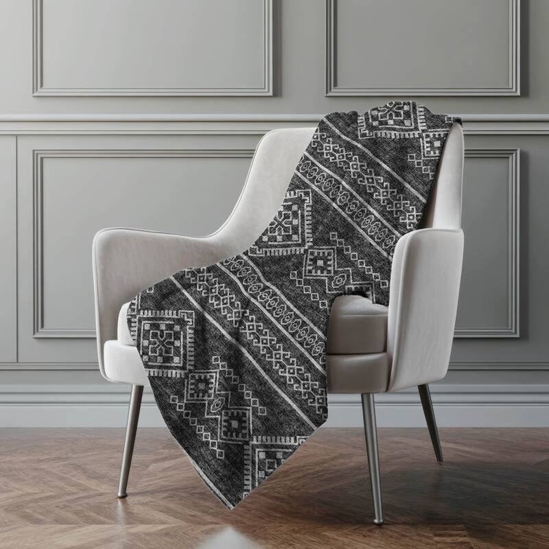 Premium Machine Washable ASB120 Boho Global Sherpa Throw Blanket