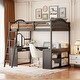 preview thumbnail 11 of 13, Full Size Wooden Loft Bed with U-shaped Desk and Tri-fold Mirror Espresso