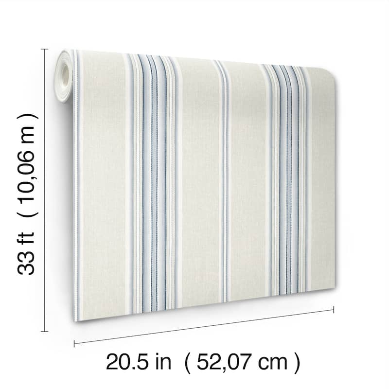 Chesapeake Calvados Blue Linen Stripe Wallpaper