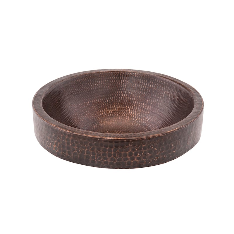15-in Small Round Skirted Vessel Hammered Copper Sink (VR15SKDB)