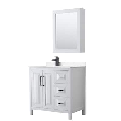 Daria 36-inch Single Vanity, Cultured Marble Top, Med Cabinet